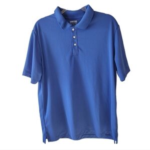 Lands End Outfitters Polo Shirt Men L Blue Short Sleeve Traditional Fit Golf